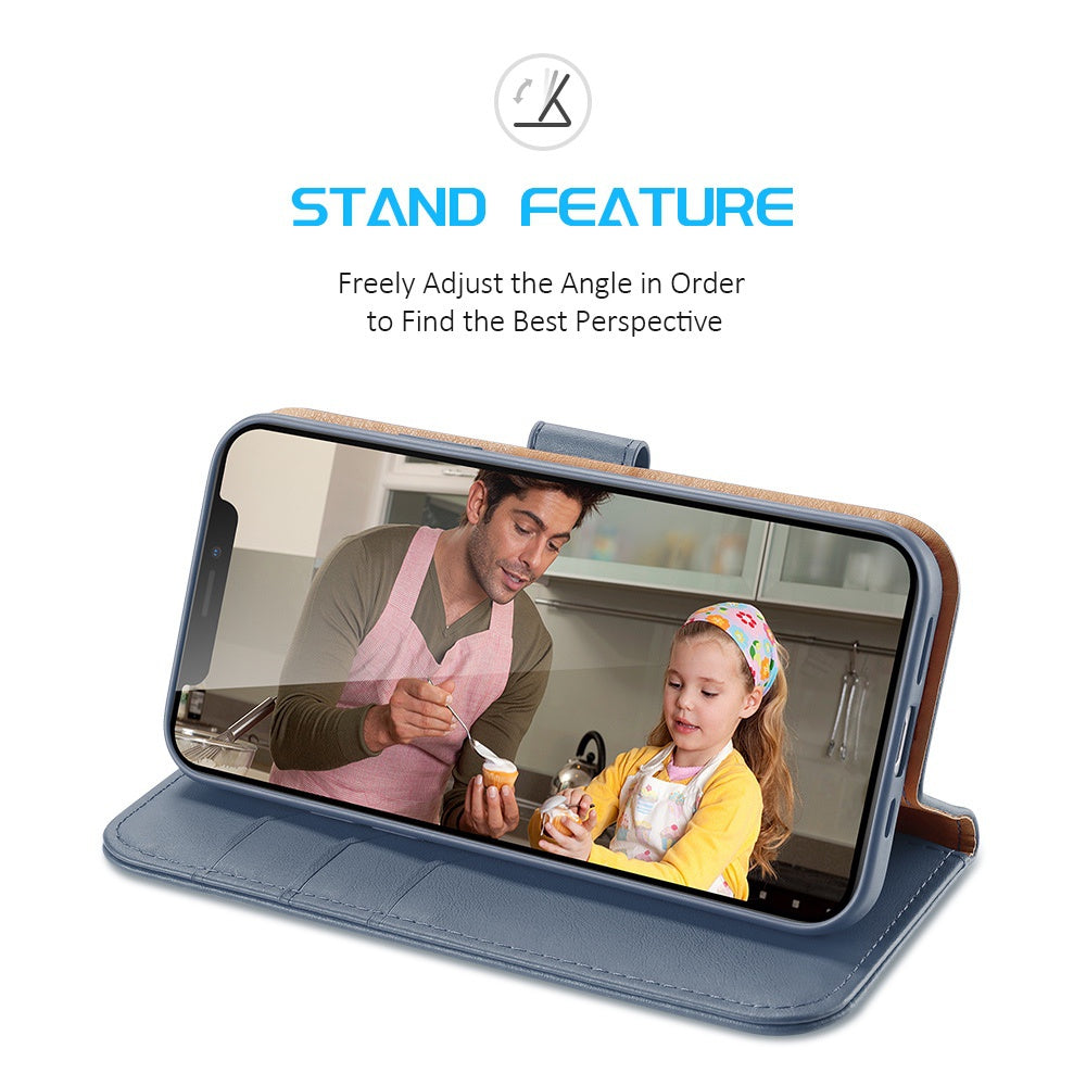 iPhone 12 Pro Max Case Made With PU Leather + TPU - Light Blue