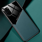 PU Leather + Organic Glass + Silicone with Metal Iron Sheet protective Samsung S20 Ultra Case