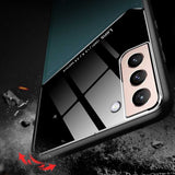 PU Leather + Organic Glass + Silicone with Metal Iron Sheet protective Samsung S21 Plus Case