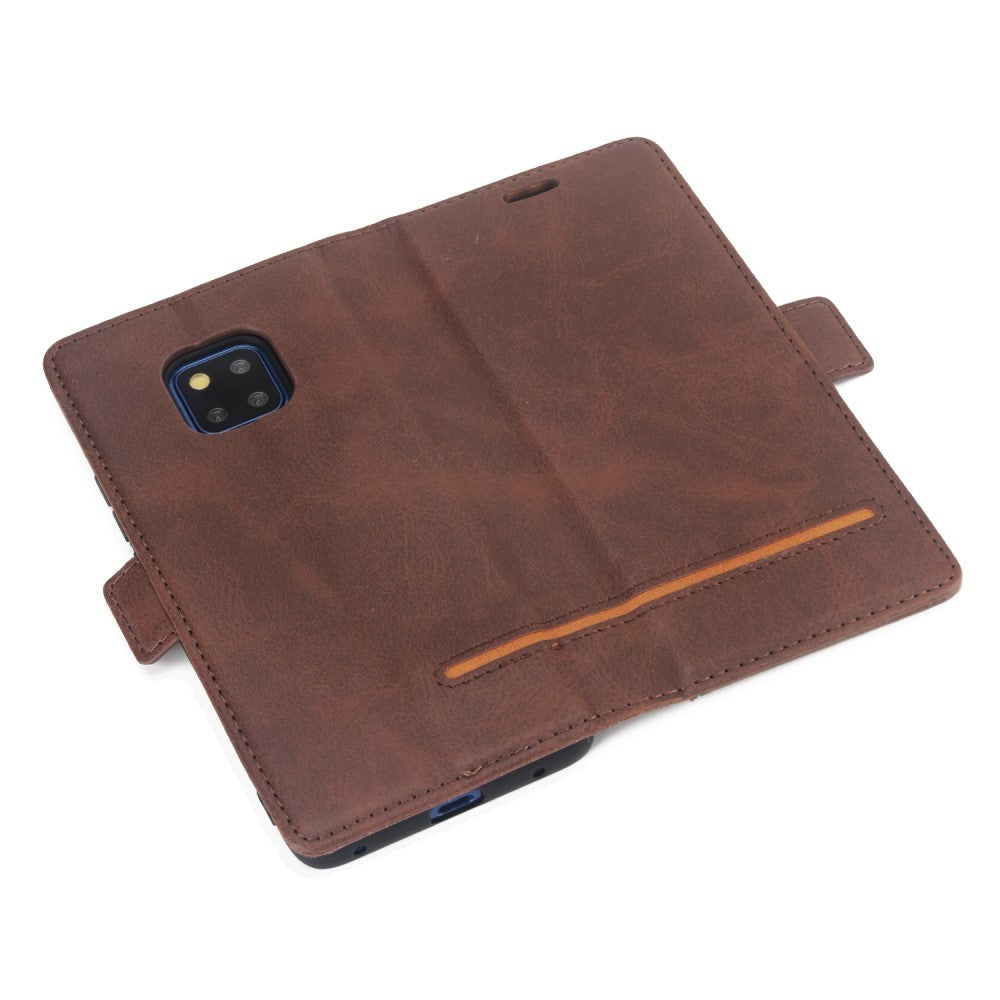 PU Leather Secure Wallet Case for Huawei Mate 20 Pro - Coffee