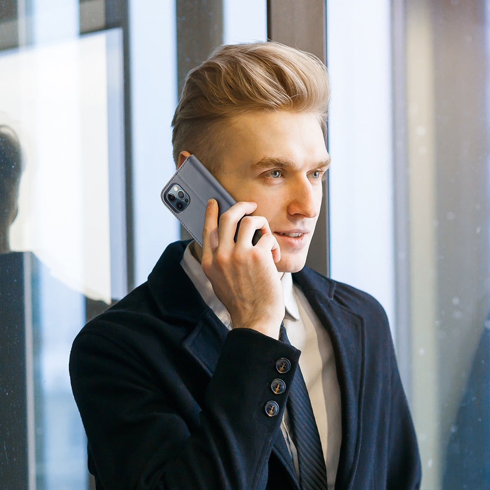 iPhone 12 Pro Max Case Made With PU Leather + TPU - Light Blue