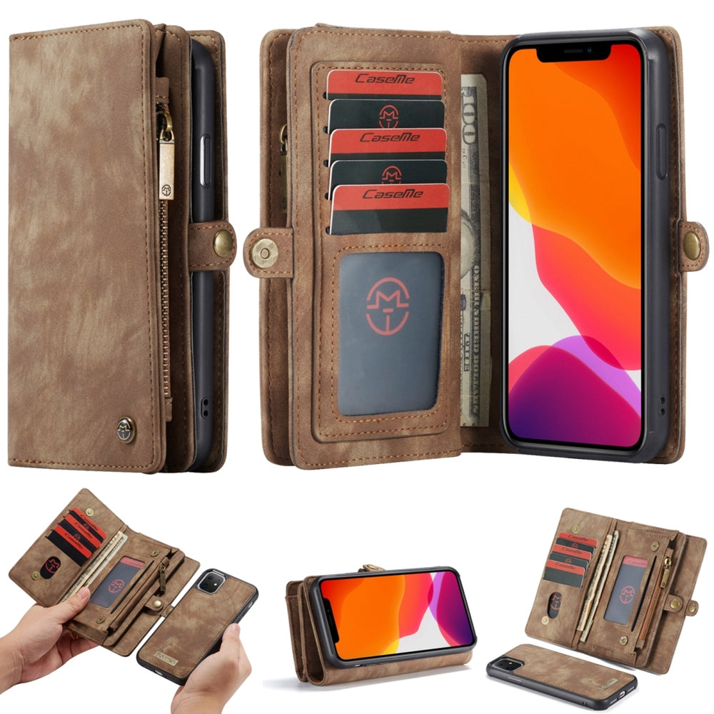iPhone 11 Case CASEME Multi-slot Detachable Wallet - Brown