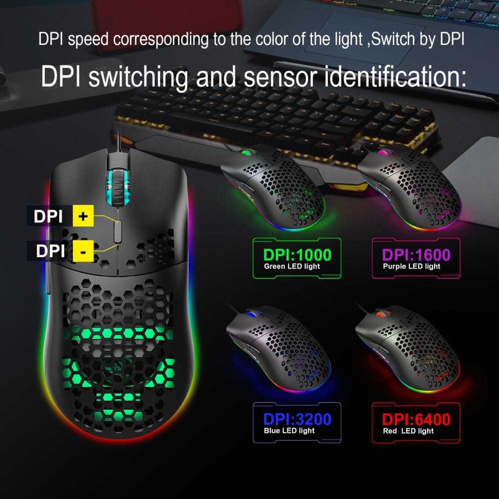 Gaming Mouse Wired 6 Keys RGB Lighting Programmable