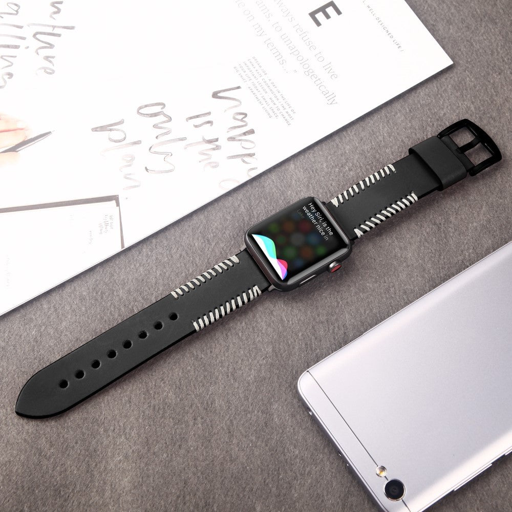Genuine Leather Strap for Apple Watch 41mm / 40mm / 38mm - Black