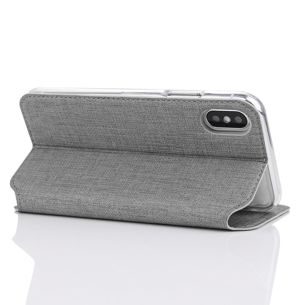 VILI DMX Cross Texture PU Leather iPhone XS Max Case - Grey