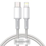 USB C to Lightning Cable 2M BASEUS 20W PD Fast Charging - White