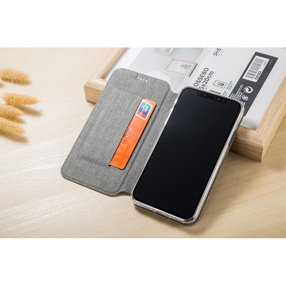 VILI DMX Cross Texture PU Leather iPhone XS Max Case - Grey