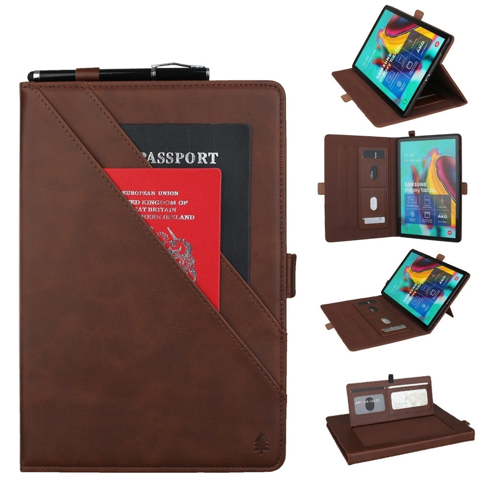 Samsung Tab S5e Case PU Leather with Pen Slot - Dark Brown
