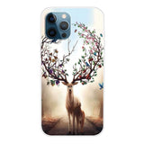 Flowered Elk Pattern Design Soft TPU iPhone 12/iPhone 12 Pro Case