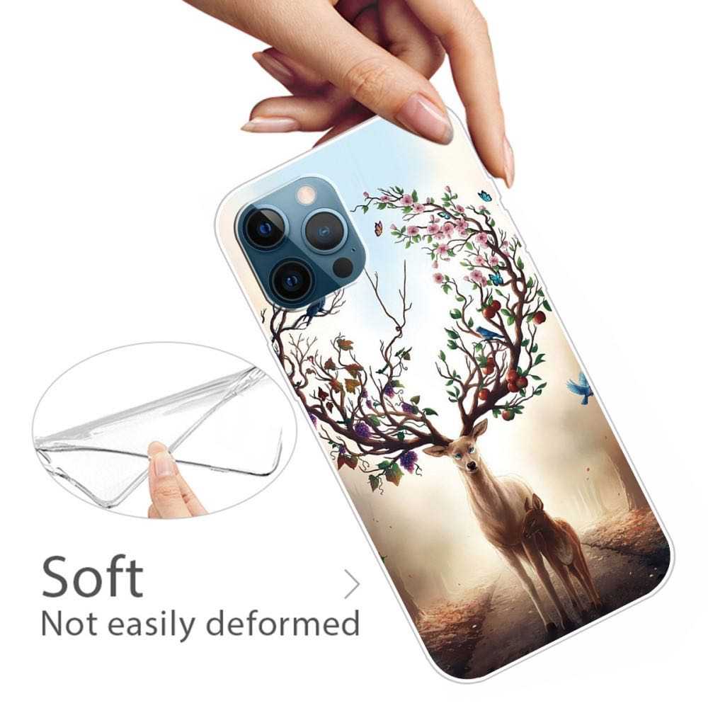 iPhone 12 / iPhone 12 Pro Case Made With TPU - Flowered Elk Pattern