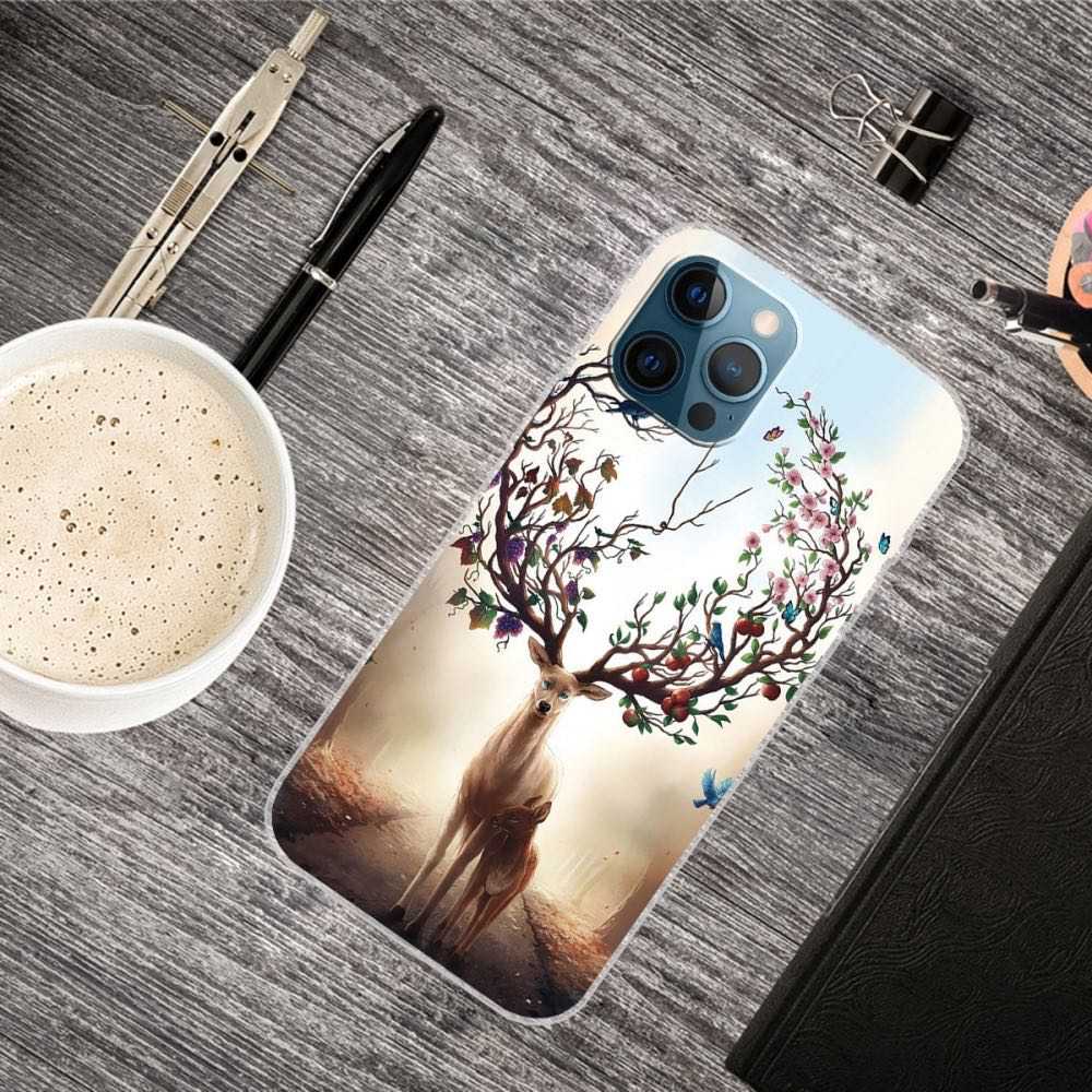 iPhone 12 / iPhone 12 Pro Case Made With TPU - Flowered Elk Pattern