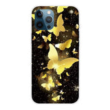 iPhone 12 / iPhone 12 Pro Case With Soft TPU - Gold Butterflies