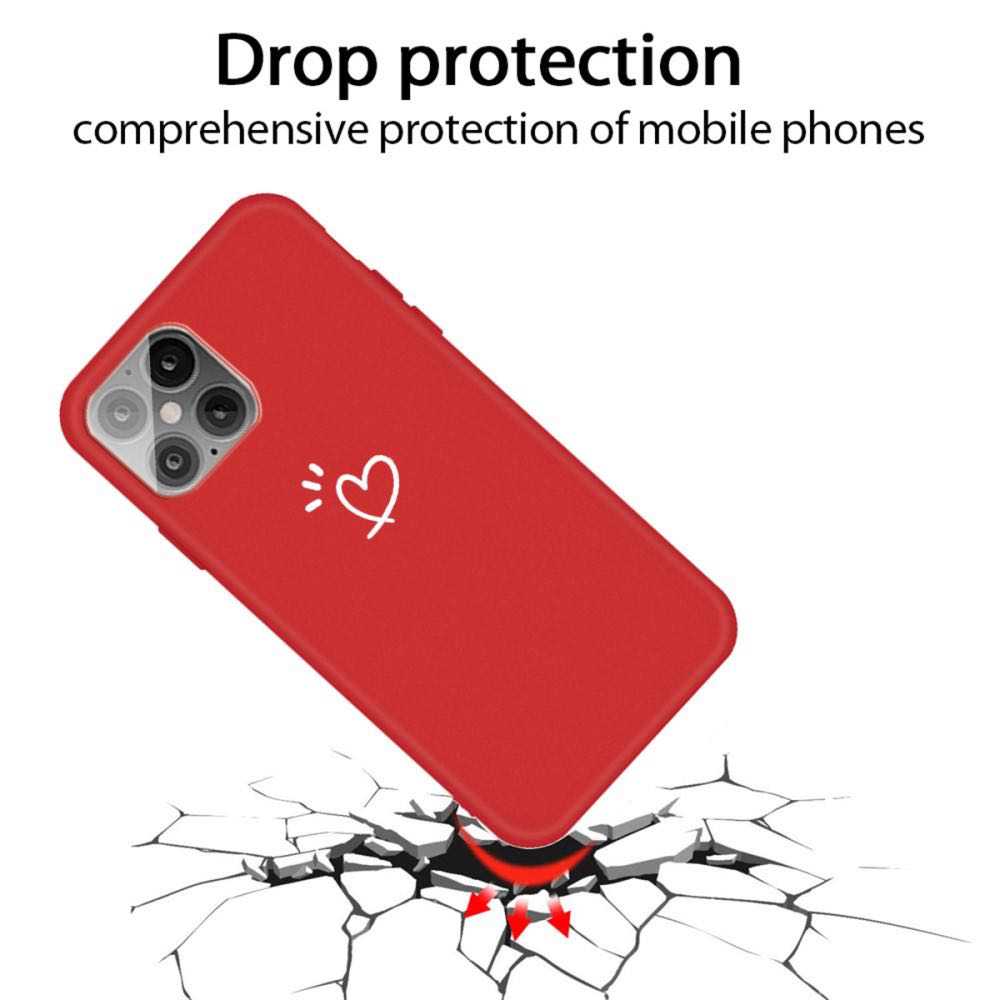iPhone 12 / iPhone 12 Pro Case With Heart Pattern Decor Matte - Red