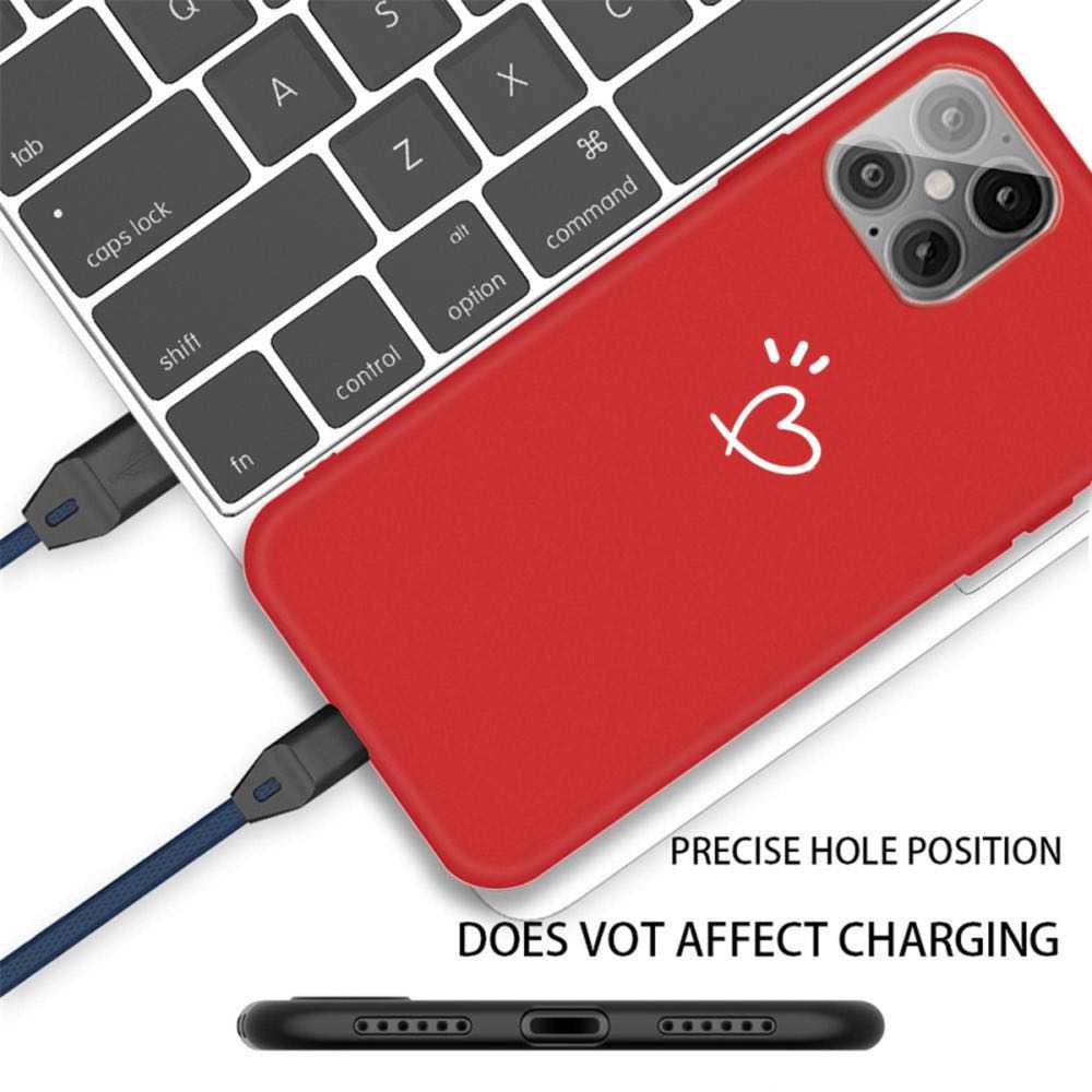 iPhone 12 / iPhone 12 Pro Case With Heart Pattern Decor Matte - Red