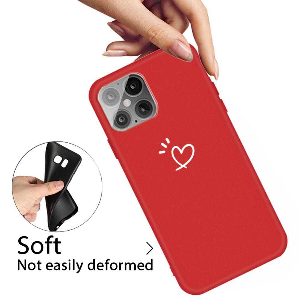 iPhone 12 / iPhone 12 Pro Case With Heart Pattern Decor Matte - Red