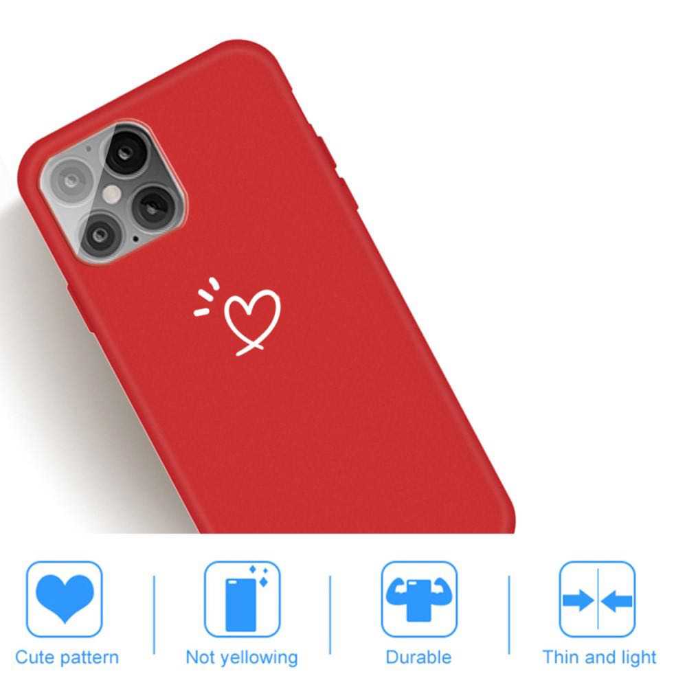 iPhone 12 / iPhone 12 Pro Case With Heart Pattern Decor Matte - Red