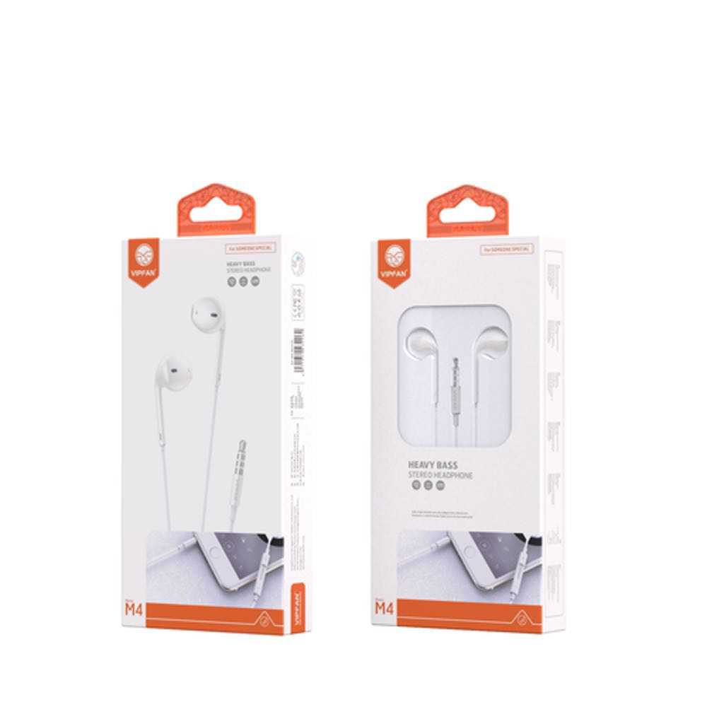 VIPFAN In-ear Stereo Earphones with Mic - White