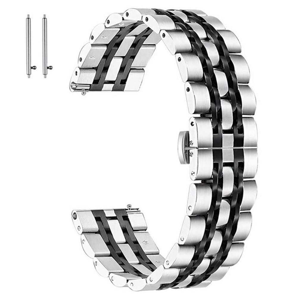 Huawei Watch GT2, GT2e 46mm Stainless Steel Strap - Silver Black