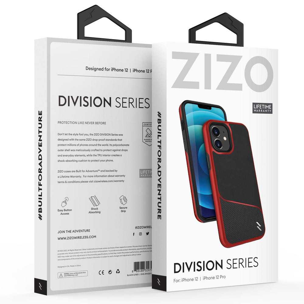 iPhone 12 / iPhone 12 Pro Case ZIZO DIVISION Secure Back - Black
