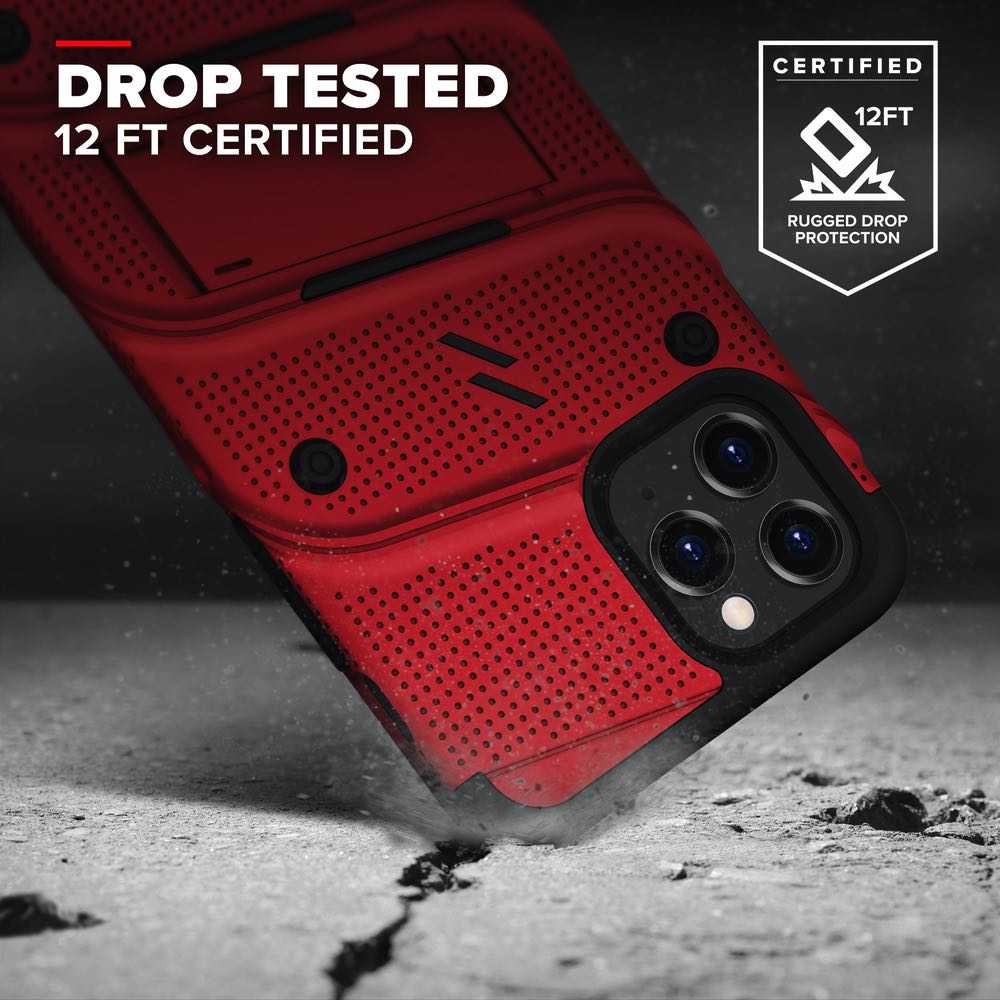 iPhone 12 / iPhone 12 Pro Case ZIZO BOLT Series Tempered Glass - Red