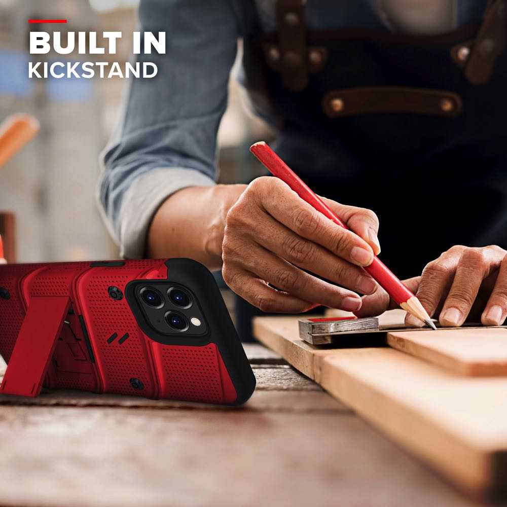 iPhone 12 / iPhone 12 Pro Case ZIZO BOLT Series Tempered Glass - Red