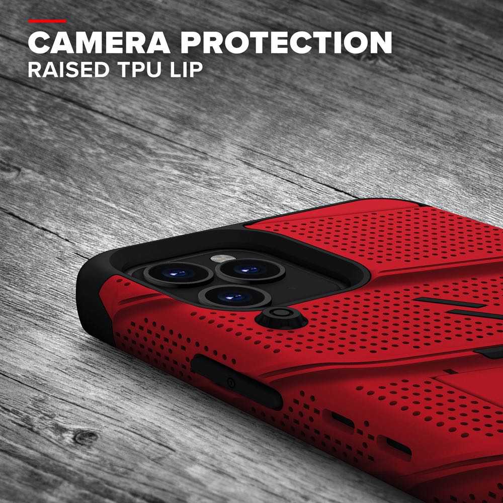 iPhone 12 / iPhone 12 Pro Case ZIZO BOLT Series Tempered Glass - Red