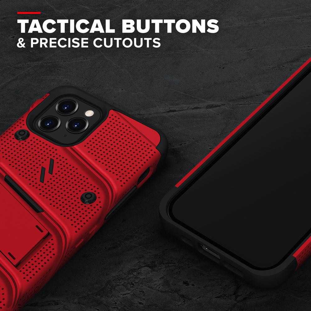 iPhone 12 / iPhone 12 Pro Case ZIZO BOLT Series Tempered Glass - Red