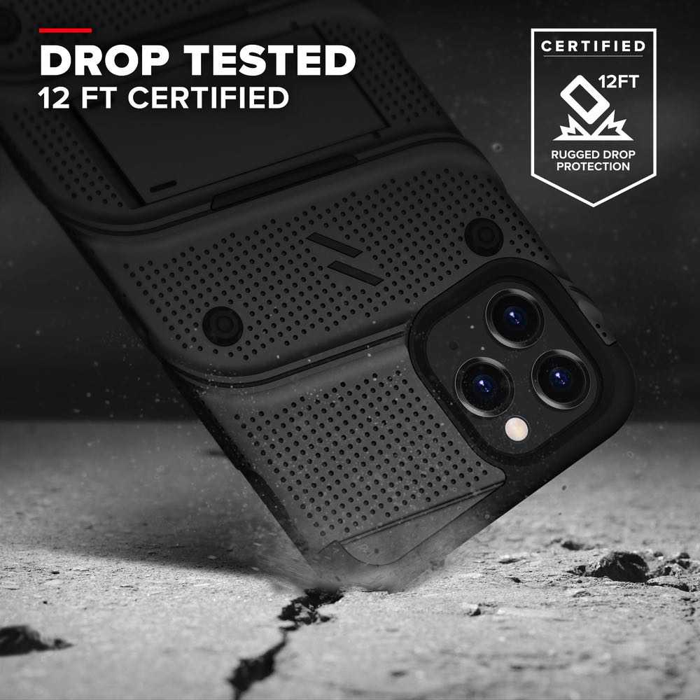 iPhone 12, iPhone 12 Pro Case ZIZO BOLT With Tempered Glass - Black