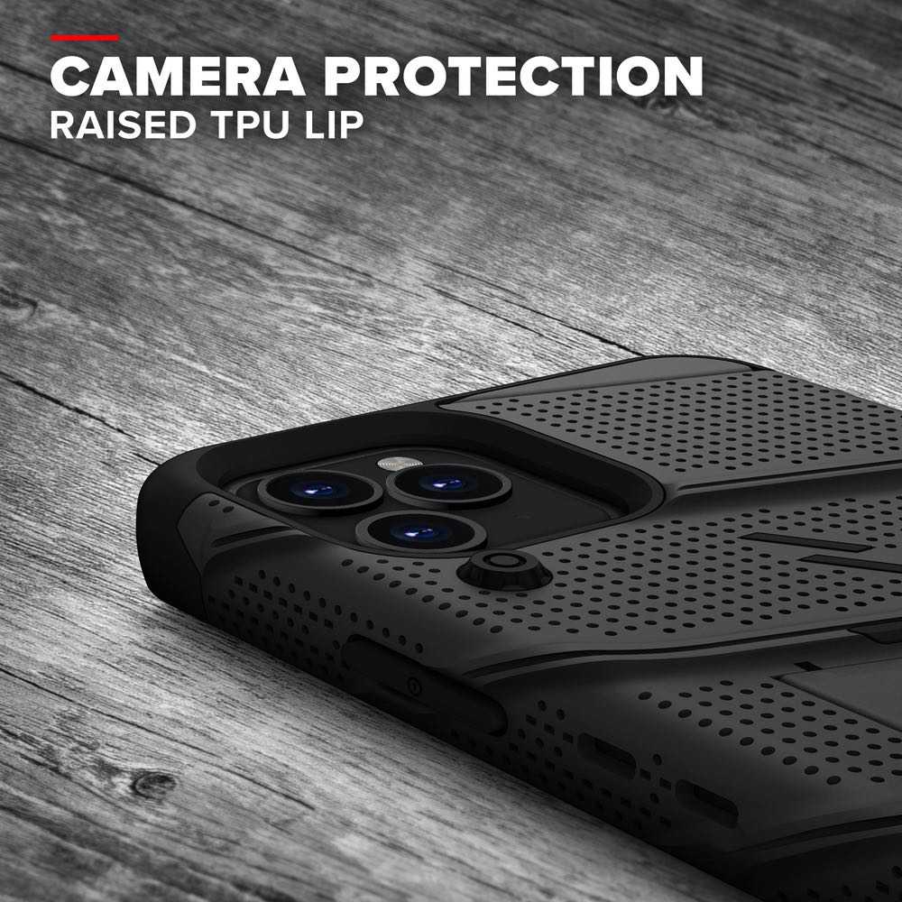 iPhone 12, iPhone 12 Pro Case ZIZO BOLT With Tempered Glass - Black