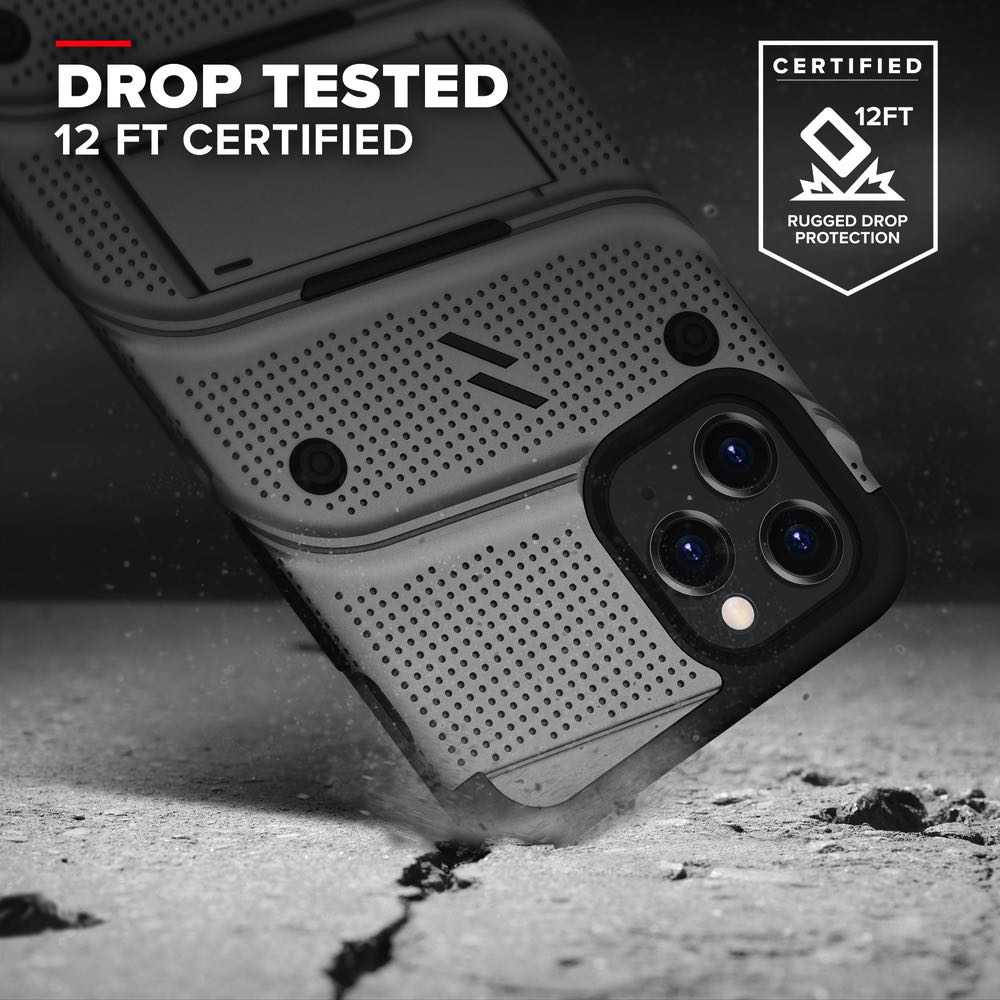 iPhone 12 / iPhone 12 Pro Case ZIZO BOLT With Tempered Glass - Grey