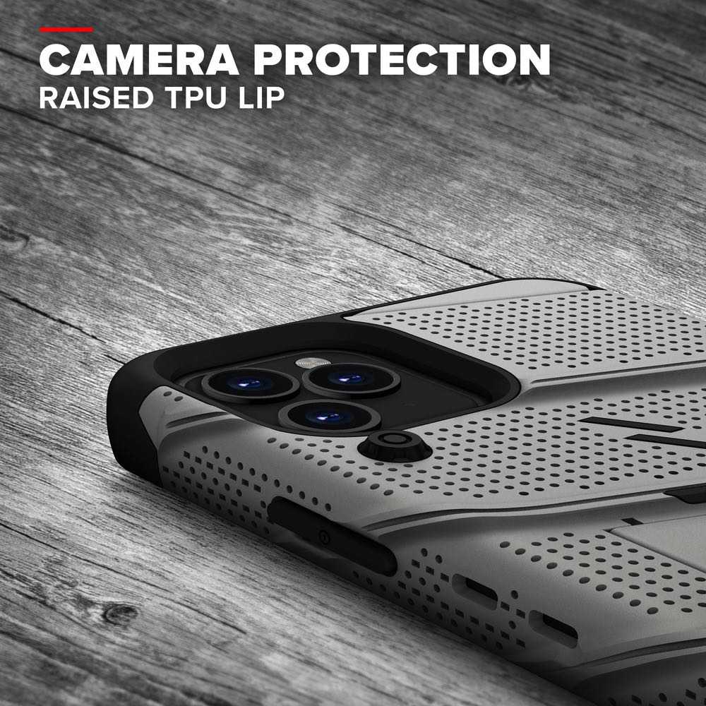 ZIZO BOLT Series iPhone 12, iPhone 12 Pro Case With Tempered Glass - Grey