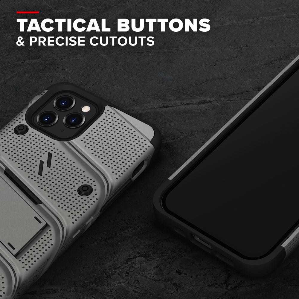 ZIZO BOLT Series iPhone 12, iPhone 12 Pro Case With Tempered Glass - Grey