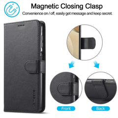 Samsung Galaxy A22 4G Case LC.IMEEKE Calf Texture Wallet - Black