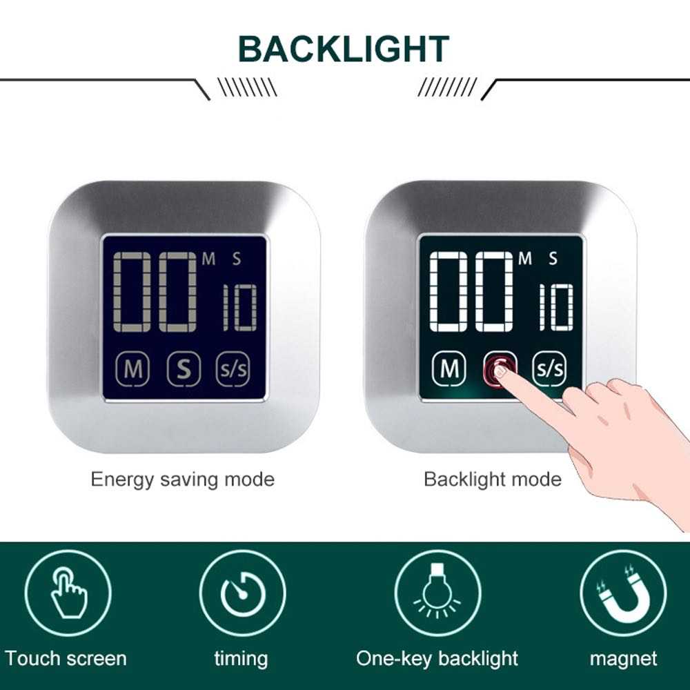 LCD Touch Screen Timer Alarm Countdown Kitchen Clock