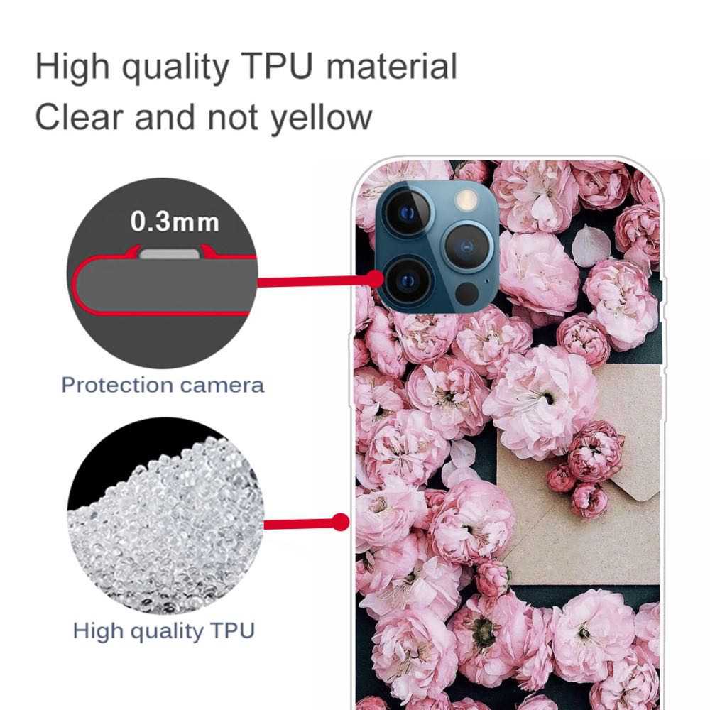 iPhone 12 / iPhone 12 Pro Case With Shockproof TPU - Pink Flower
