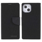 iPhone 13 Case Mercury Canvas With 3 Cards Slots - Black