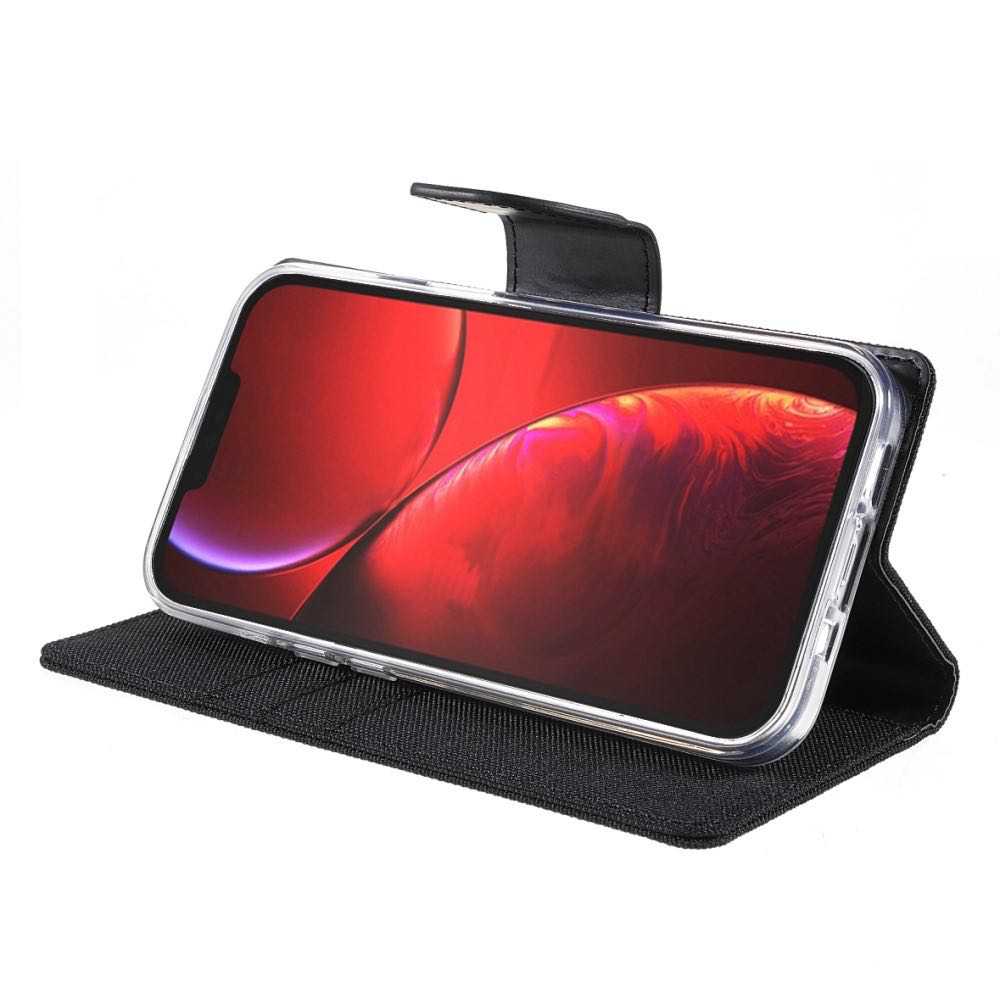 iPhone 13 Case Mercury Canvas With 3 Cards Slots - Black