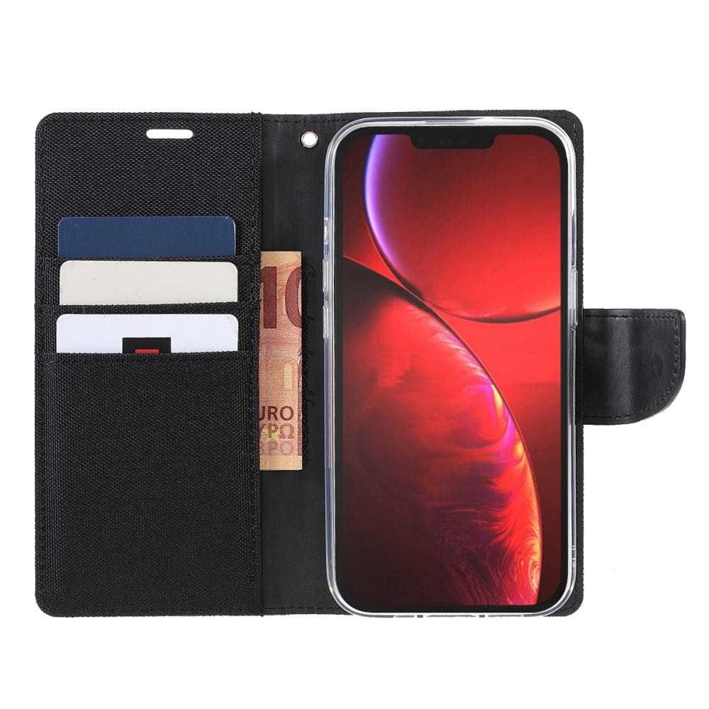iPhone 13 Case Mercury Canvas With 3 Cards Slots - Black