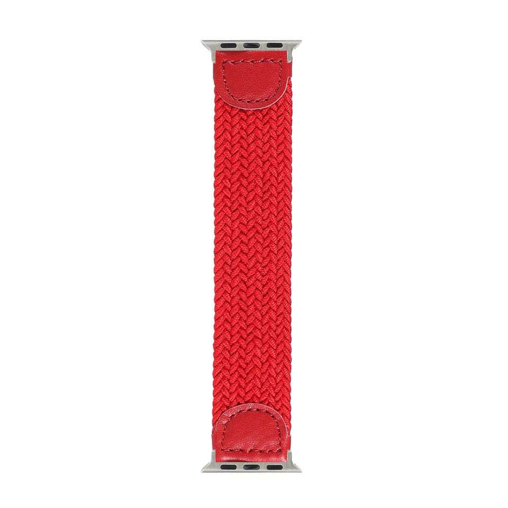 Apple Watch Strap Nylon + PU Leather Braided 49/45/44/42mm - Red