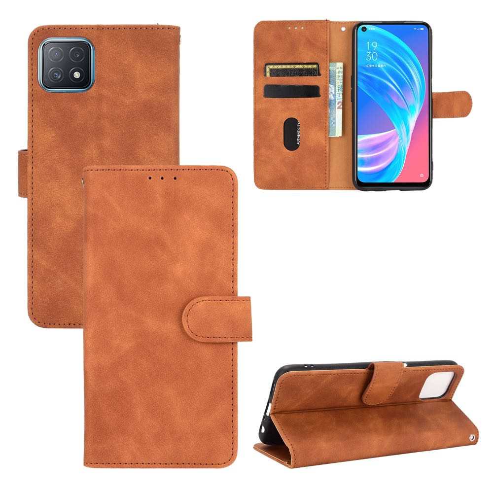 OPPO A72 5G, A73 5G, A53 5G Case PU Leather Flip Wallet - Brown