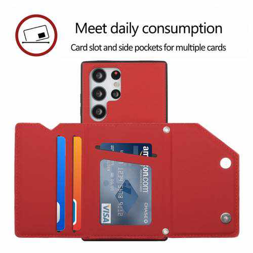 Samsung Galaxy S22 Ultra Case Soft Skin With Card Slots - Red