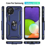Samsung Galaxy A22 4G Case Shockproof With Ring Holder - Blue