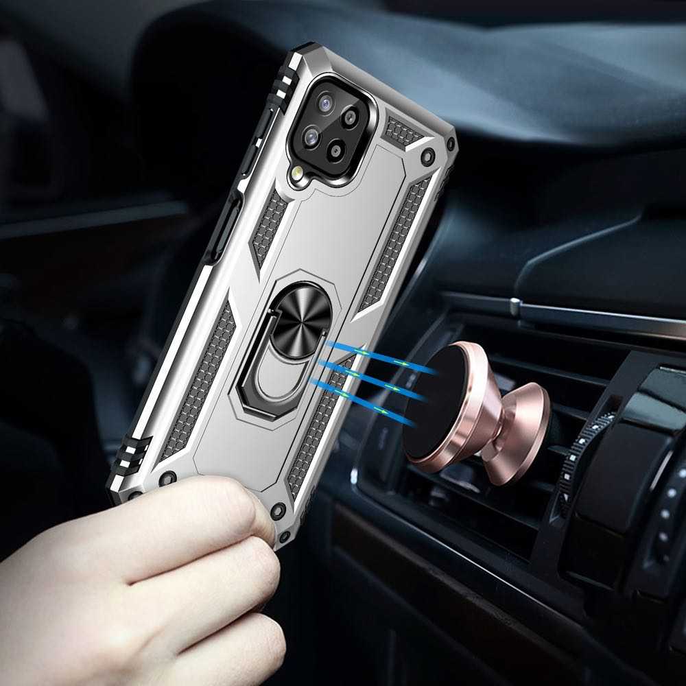 Samsung Galaxy A22 4G Case With Metal Ring Holder - Silver