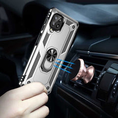 Samsung Galaxy A22 4G Case With Metal Ring Holder - Silver