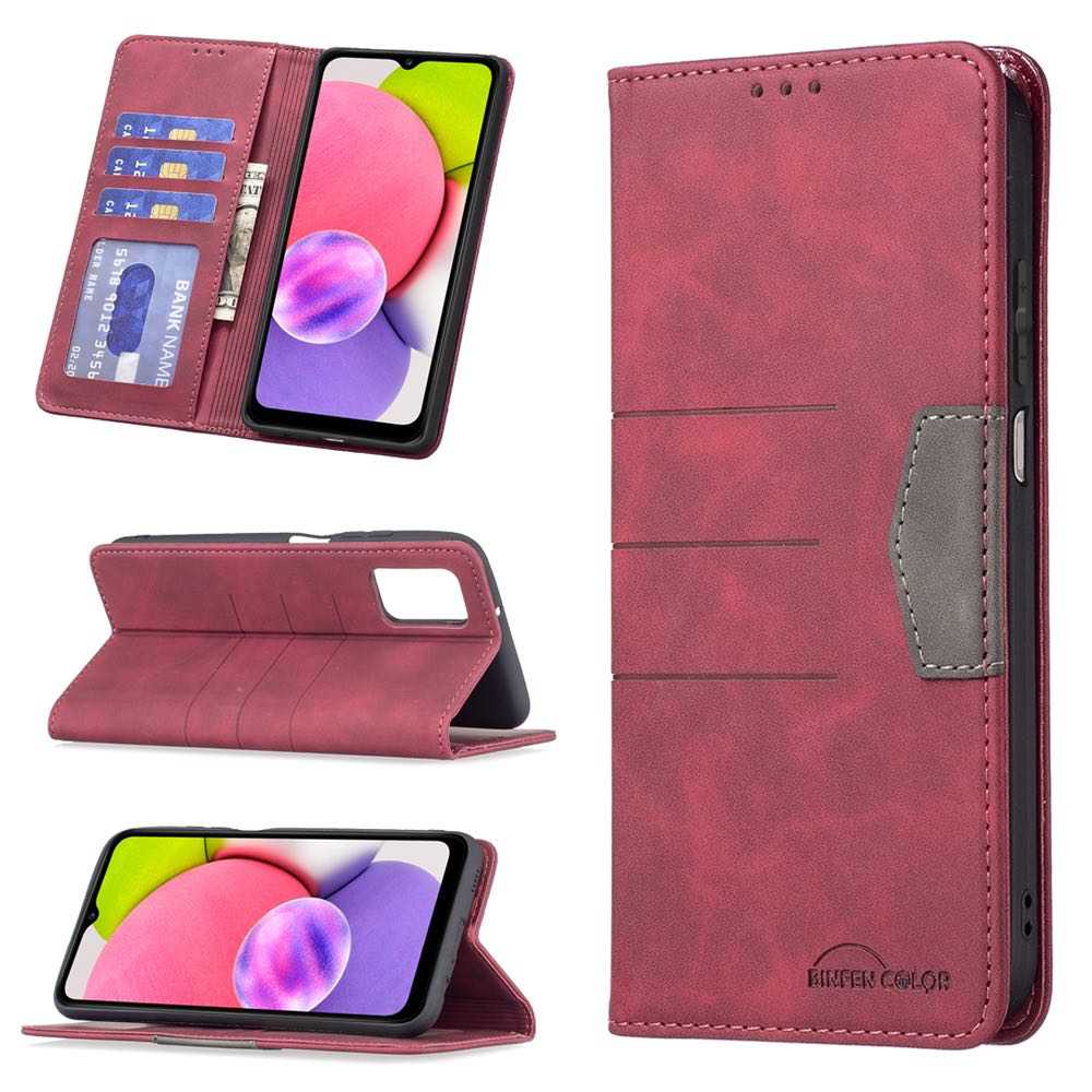 Samsung Galaxy A03s Case PU Leather Magnetic Flip - Red