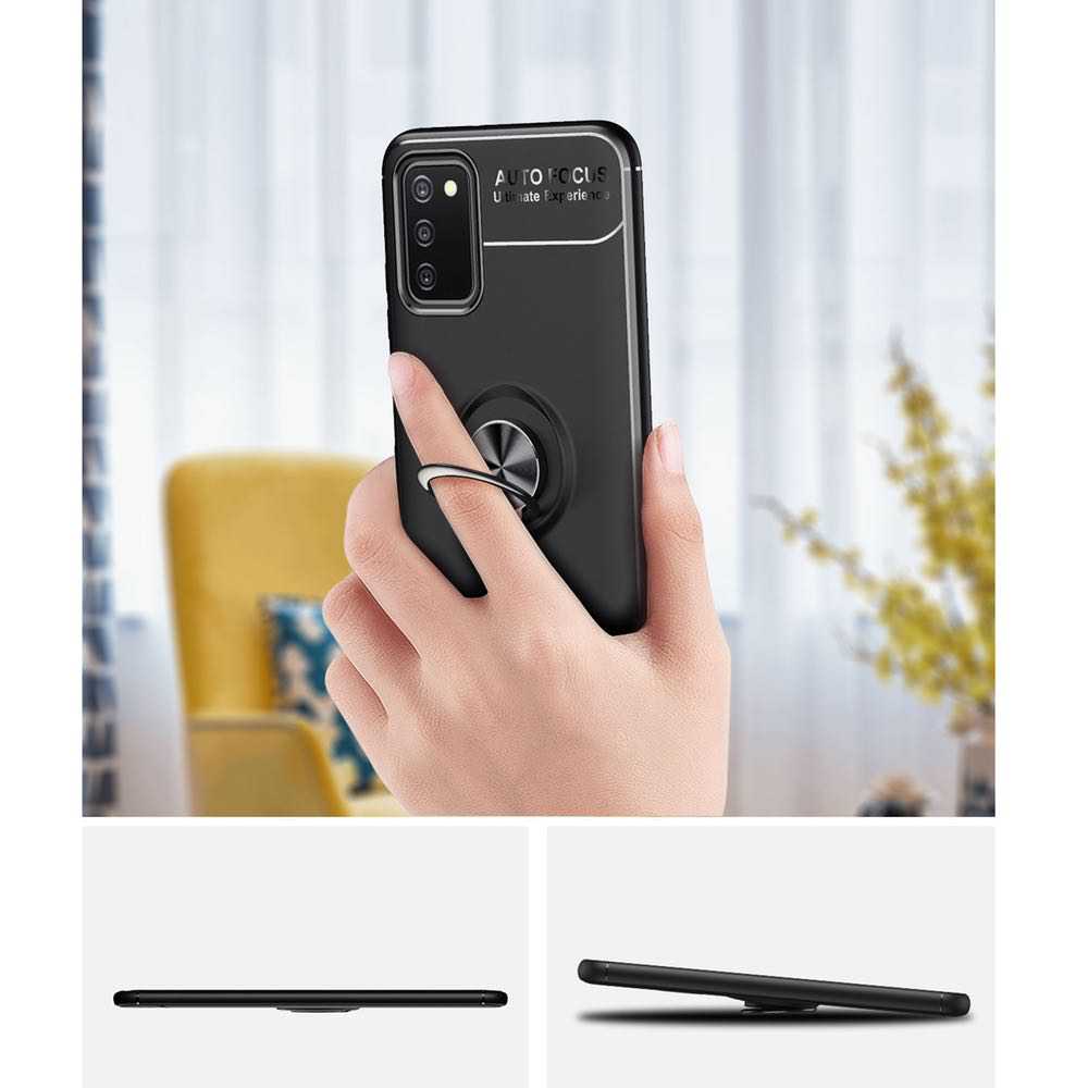 Samsung Galaxy A03s Case With Metal Ring Holder - Black