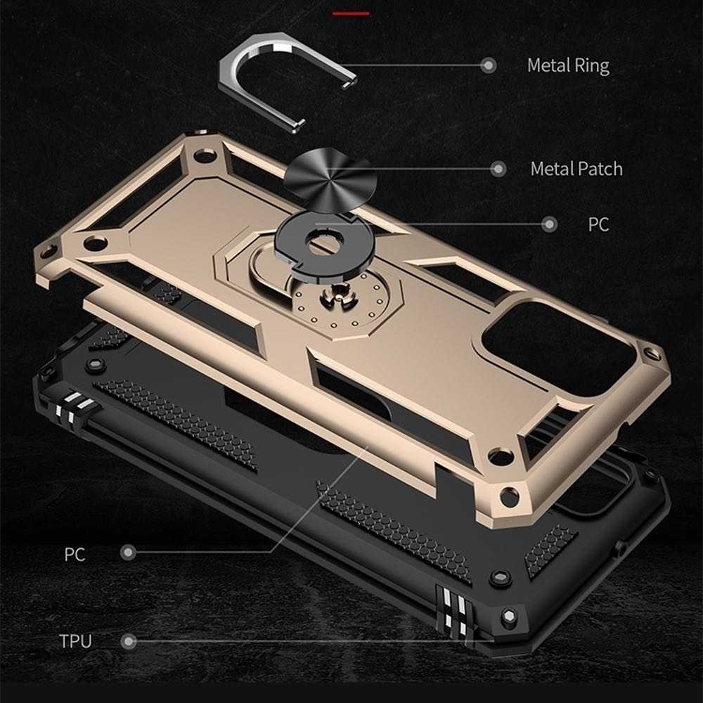 Samsung A03s Shockproof Strong Case With Ring Holder - Gold