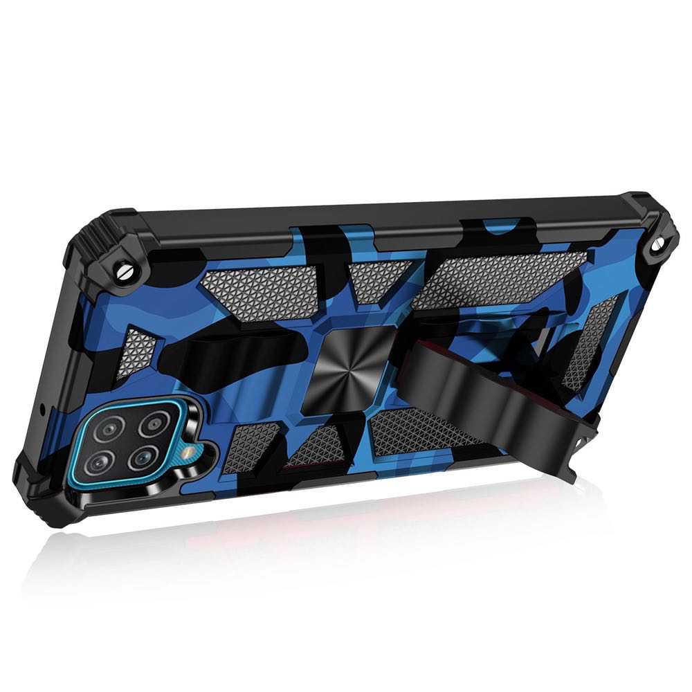 Samsung Galaxy A22 4G Case Camouflage Armor Magnetic Blue