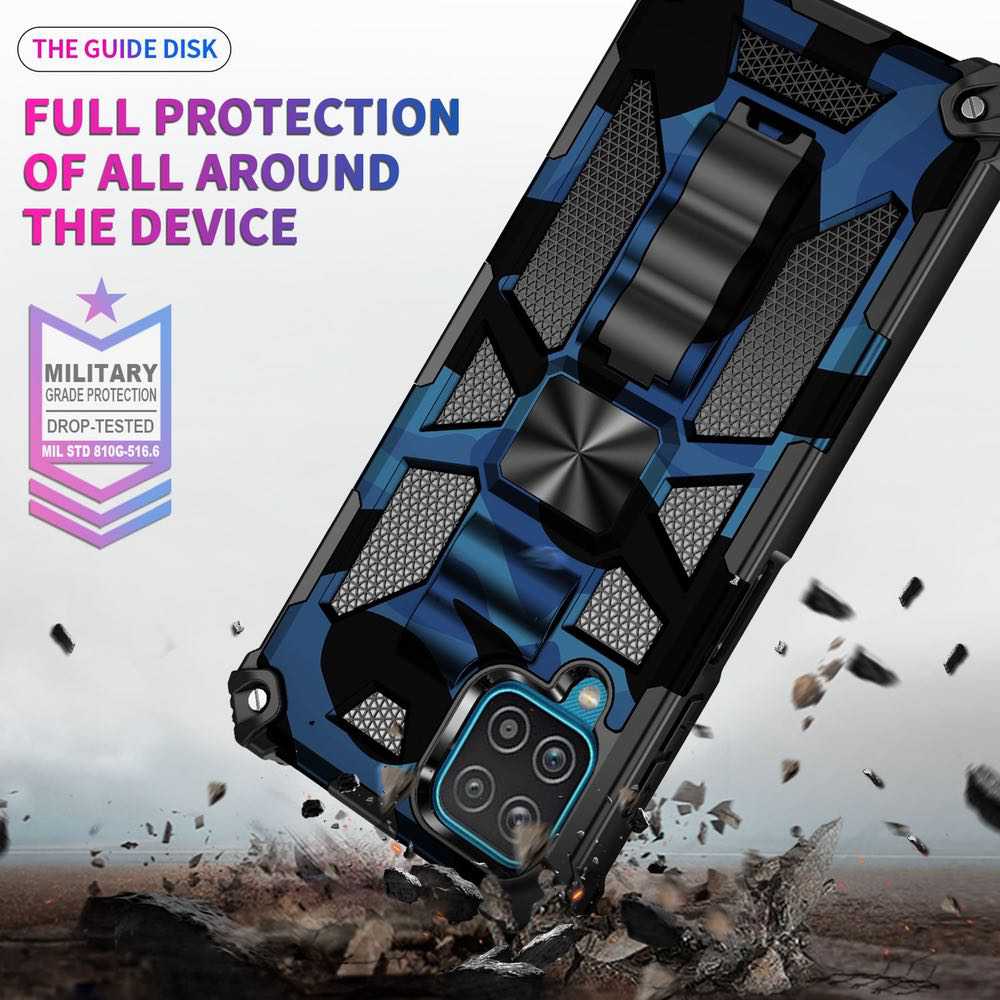 Samsung Galaxy A22 4G Case Camouflage Armor Magnetic Blue