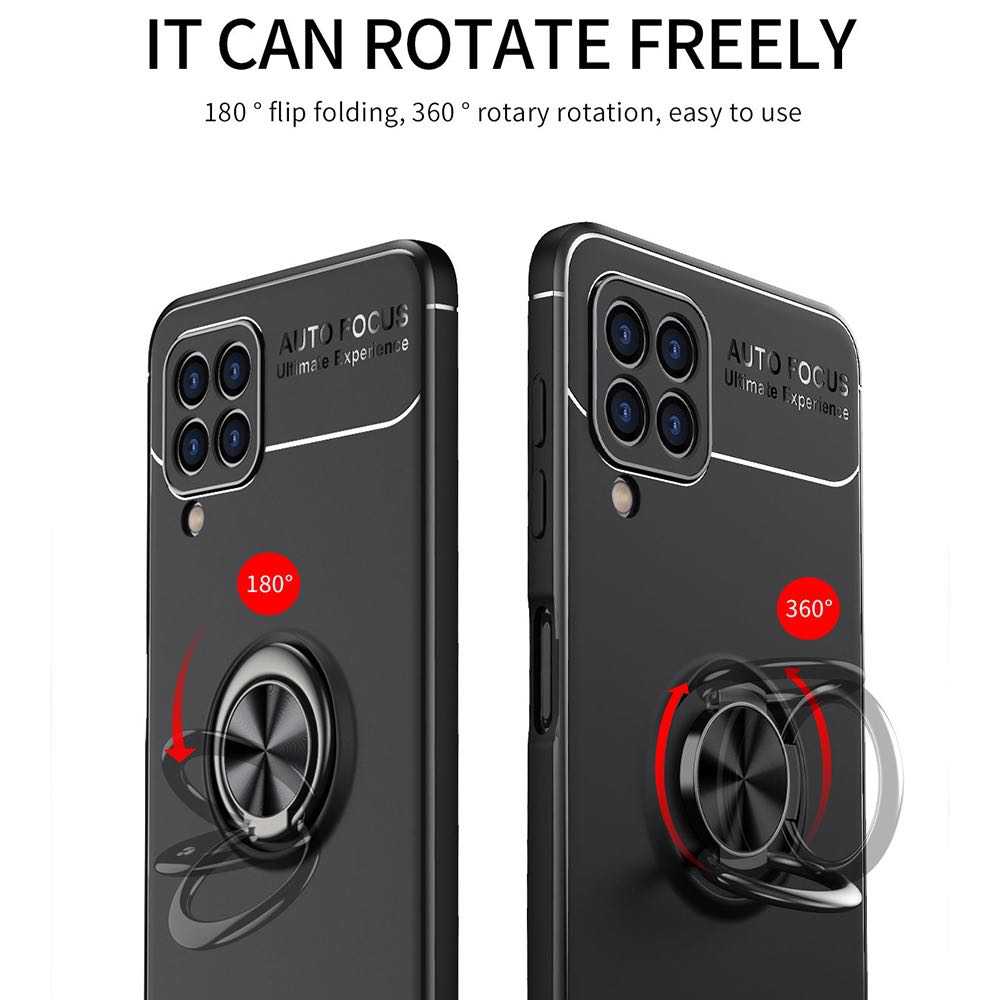 Samsung Galaxy A22 4G Case With Golden Ring Holder - Black